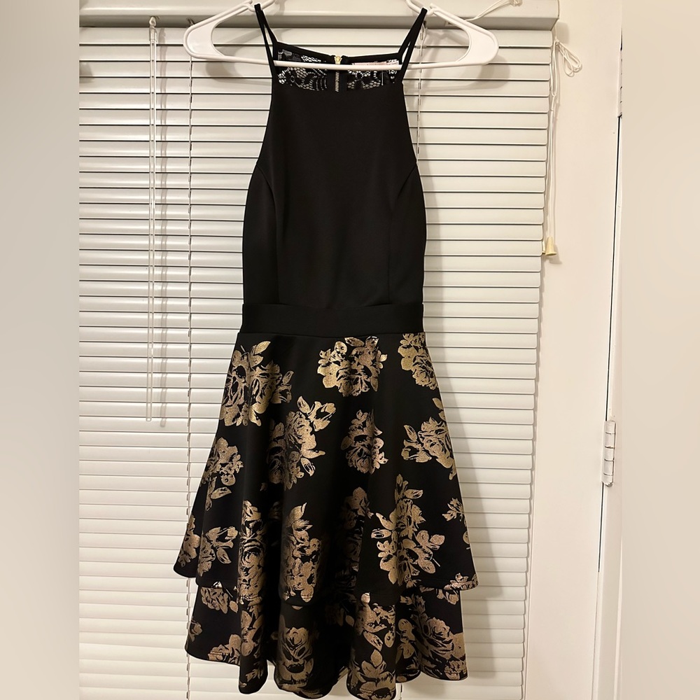 Francesca black and Gold Floral Dress